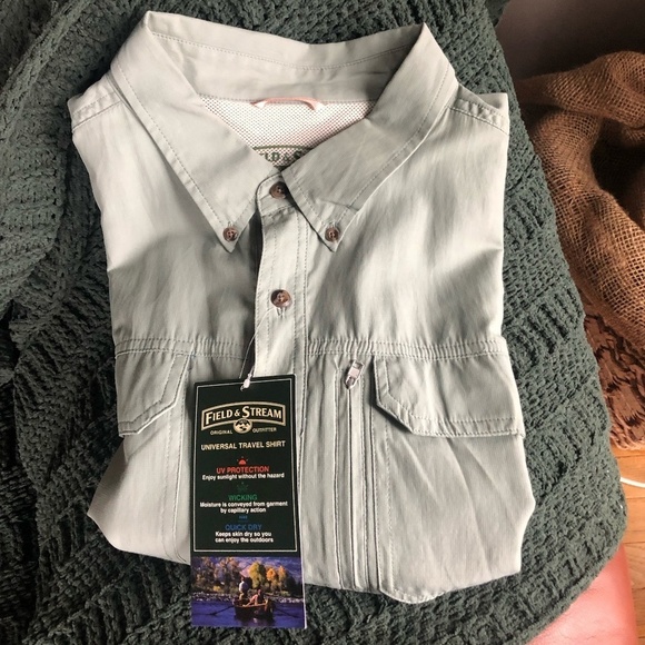 VINTAGE FIELD & STREAM UNIVERSAL TRAVEL SHIT MINT GREEN SIZE XXL NWT - Picture 3 of 10